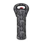 White And Grey Indian Elephant Print Single Neoprene Wine Tote