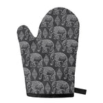White And Grey Indian Elephant Print Single Oven Mitt