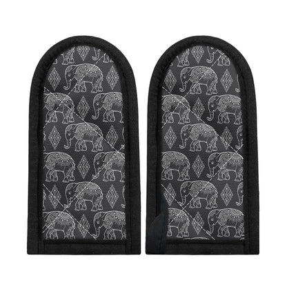 White And Grey Indian Elephant Print Skillet Handle Cover