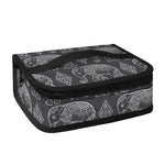 White And Grey Indian Elephant Print Small Lunch Bag