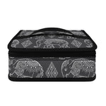 White And Grey Indian Elephant Print Small Lunch Bag