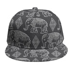 White And Grey Indian Elephant Print Snapback Cap