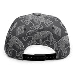 White And Grey Indian Elephant Print Snapback Cap