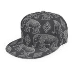 White And Grey Indian Elephant Print Snapback Cap