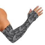 White And Grey Indian Elephant Print Sun Protection Arm Sleeves