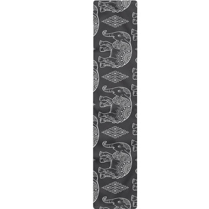 White And Grey Indian Elephant Print Table Runner