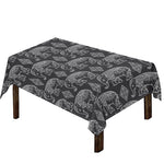 White And Grey Indian Elephant Print Tablecloth