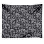 White And Grey Indian Elephant Print Tapestry