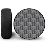 White And Grey Indian Elephant Print Tire Cover