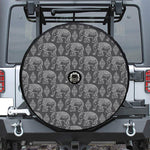 White And Grey Indian Elephant Print Tire Cover With Camera Hole