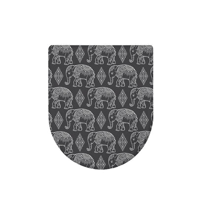 White And Grey Indian Elephant Print Toilet Lid Cover