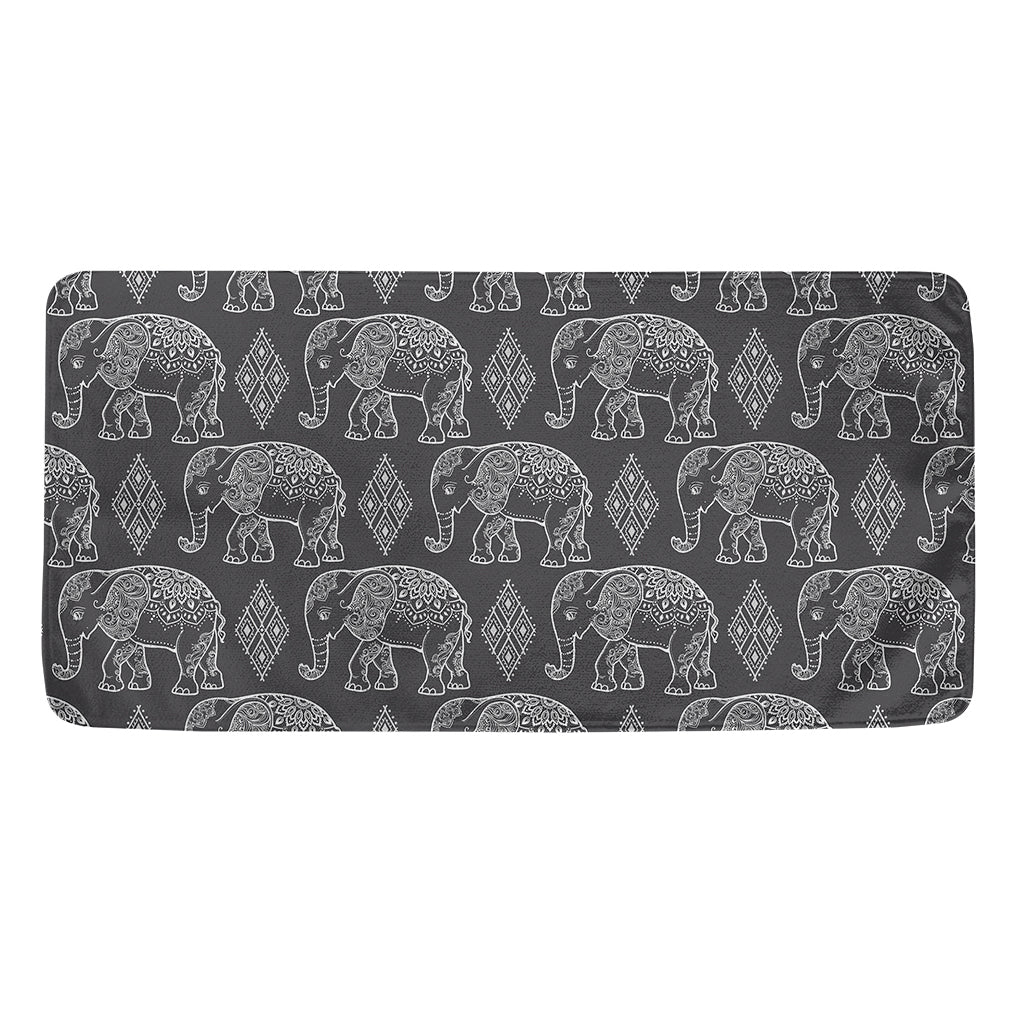 White And Grey Indian Elephant Print Towel