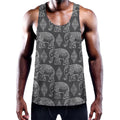 White And Grey Indian Elephant Print Men's Workout Tank Top