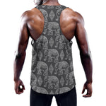 White And Grey Indian Elephant Print Training Tank Top