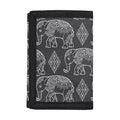 White And Grey Indian Elephant Print Trifold Wallet