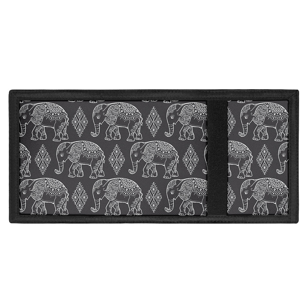 White And Grey Indian Elephant Print Trifold Wallet