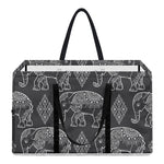 White And Grey Indian Elephant Print Utility Tote Bag