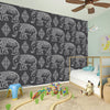 White And Grey Indian Elephant Print Wall Sticker