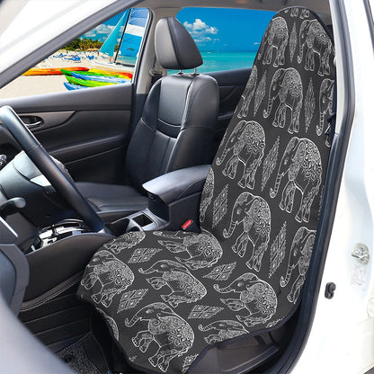 White And Grey Indian Elephant Print Waterproof Car Seat Cover
