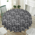 White And Grey Indian Elephant Print Waterproof Round Tablecloth
