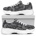 White And Grey Indian Elephant Print White Chunky Shoes