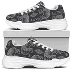 White And Grey Indian Elephant Print White Chunky Shoes