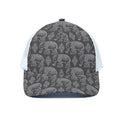 White And Grey Indian Elephant Print White Mesh Trucker Hat