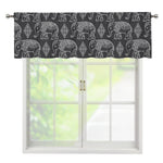 White And Grey Indian Elephant Print Window Valance