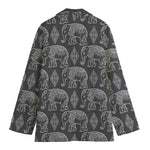 White And Grey Indian Elephant Print Women's Blazer