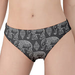 White And Grey Indian Elephant Print Women's Panties