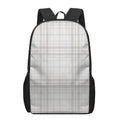 White And Grey Plaid Pattern Print 17 Inch Backpack