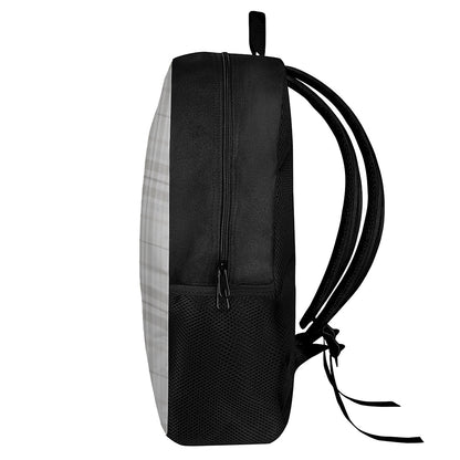White And Grey Plaid Pattern Print 17 Inch Backpack