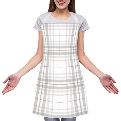 White And Grey Plaid Pattern Print Adjustable Apron