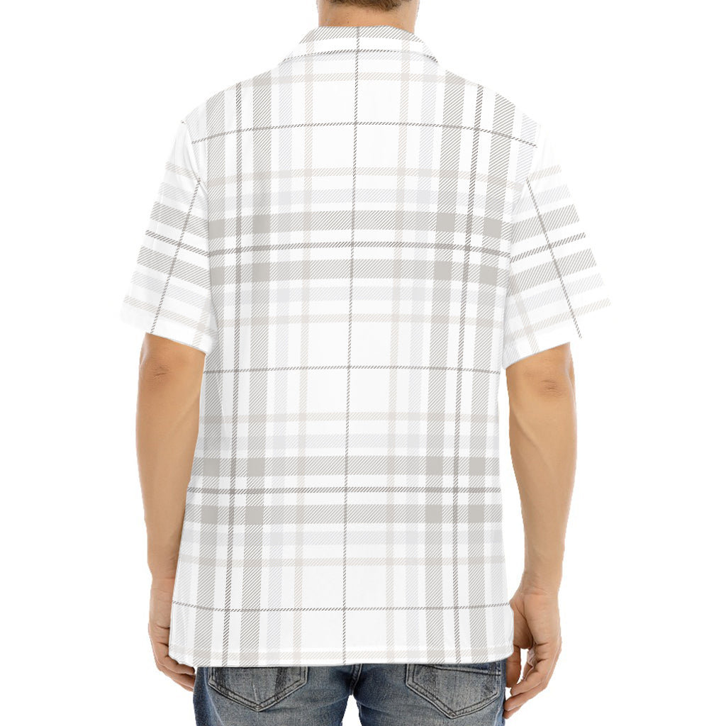 White And Grey Plaid Pattern Print Aloha Shirt