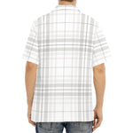 White And Grey Plaid Pattern Print Aloha Shirt