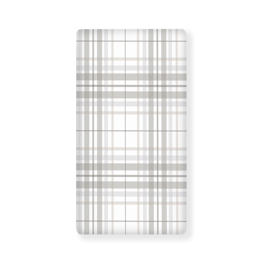 White And Grey Plaid Pattern Print Baby Crib Sheet