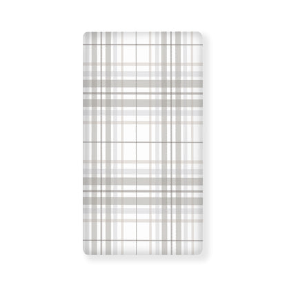 White And Grey Plaid Pattern Print Baby Crib Sheet