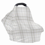 White And Grey Plaid Pattern Print Baby Seat Cover