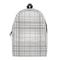 White And Grey Plaid Pattern Print School Backpack