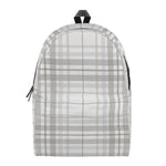 White And Grey Plaid Pattern Print Backpack