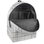 White And Grey Plaid Pattern Print Backpack