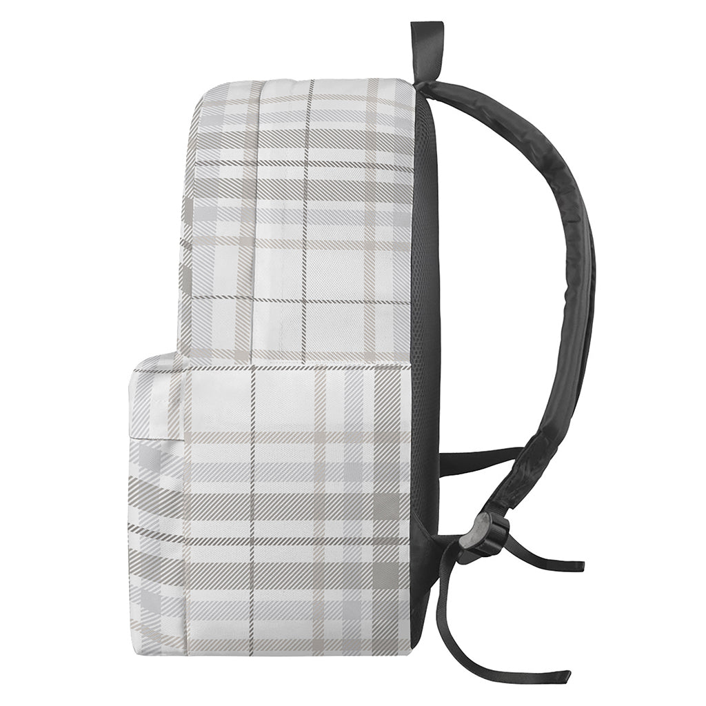 White And Grey Plaid Pattern Print Backpack