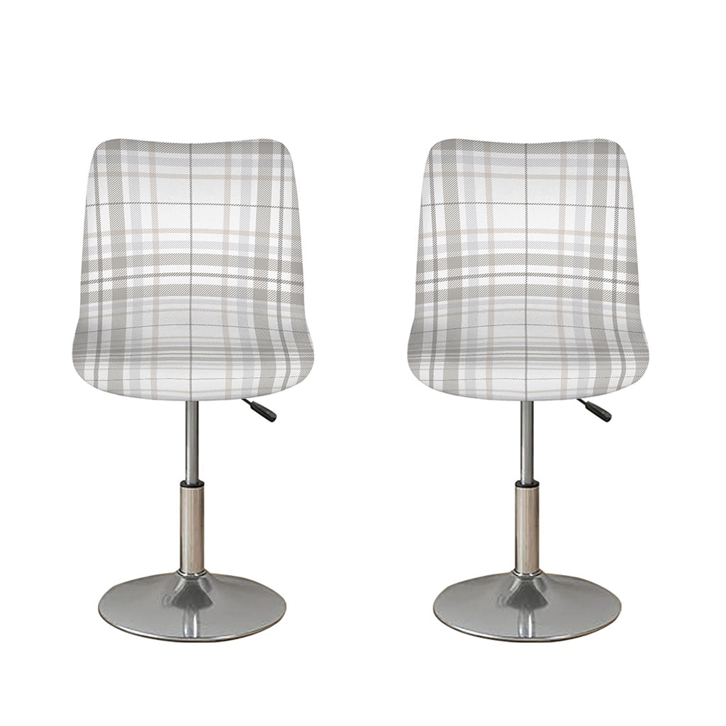 White And Grey Plaid Pattern Print Bar Stool Covers