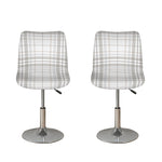 White And Grey Plaid Pattern Print Bar Stool Covers