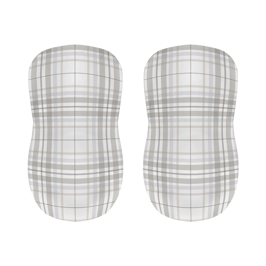 White And Grey Plaid Pattern Print Bar Stool Covers