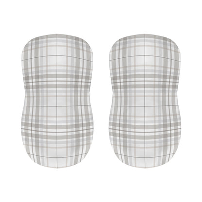 White And Grey Plaid Pattern Print Bar Stool Covers
