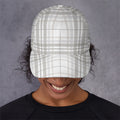 White And Grey Plaid Pattern Print Baseball Cap