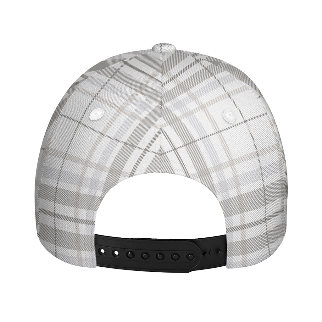 White And Grey Plaid Pattern Print Baseball Cap
