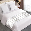 White And Grey Plaid Pattern Print Bed Runner