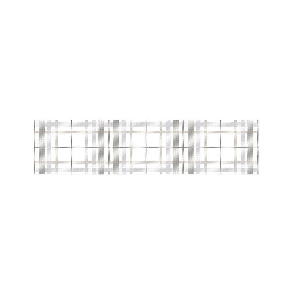 White And Grey Plaid Pattern Print Bed Runner